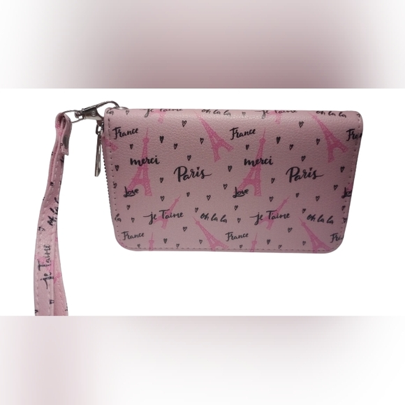 Handbags - NWOT Baby Pink Paris theme wallet wristlet